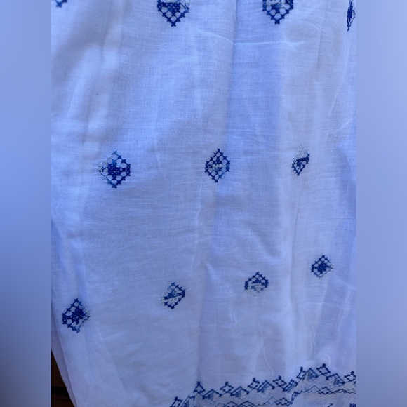 NWT Cute Options, boho style maxi skirt, tassle details. White/blue, size small - Picture 2 of 7